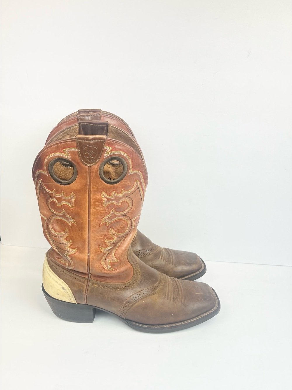 Ariat Two-Tone Brown Leather Western Pull-On Boots Men’s Size 9 EE